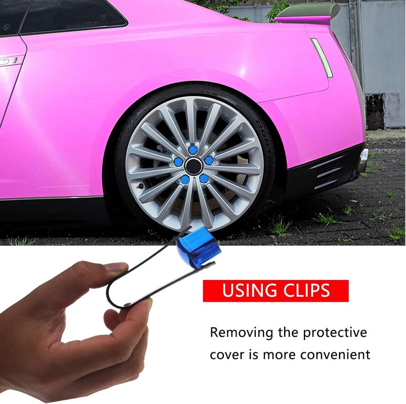Nihfien 20 Pcs Wheel Lug Nut Covers, 19mm Universal Anti-Rust Car Tire Nut Caps, Hexagonal Plastic Tire Bolt Caps with Removal Tool (Blue) - Image 4